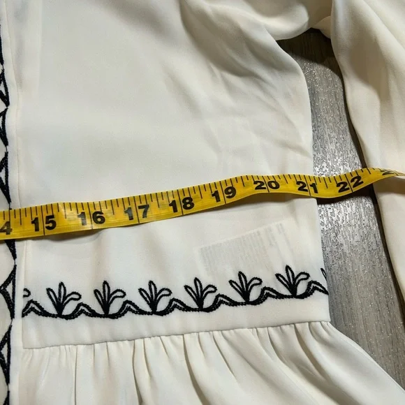 Chico's Ivory Blouse with Black Embroidery - Picture 9 of 14